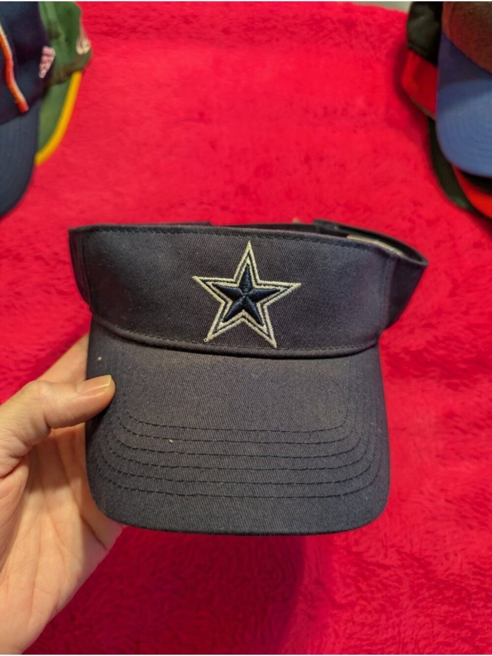 Dallas Cowboys Visor Hat Navy Blue Embroidered Star NFL Football Adjustable Cap